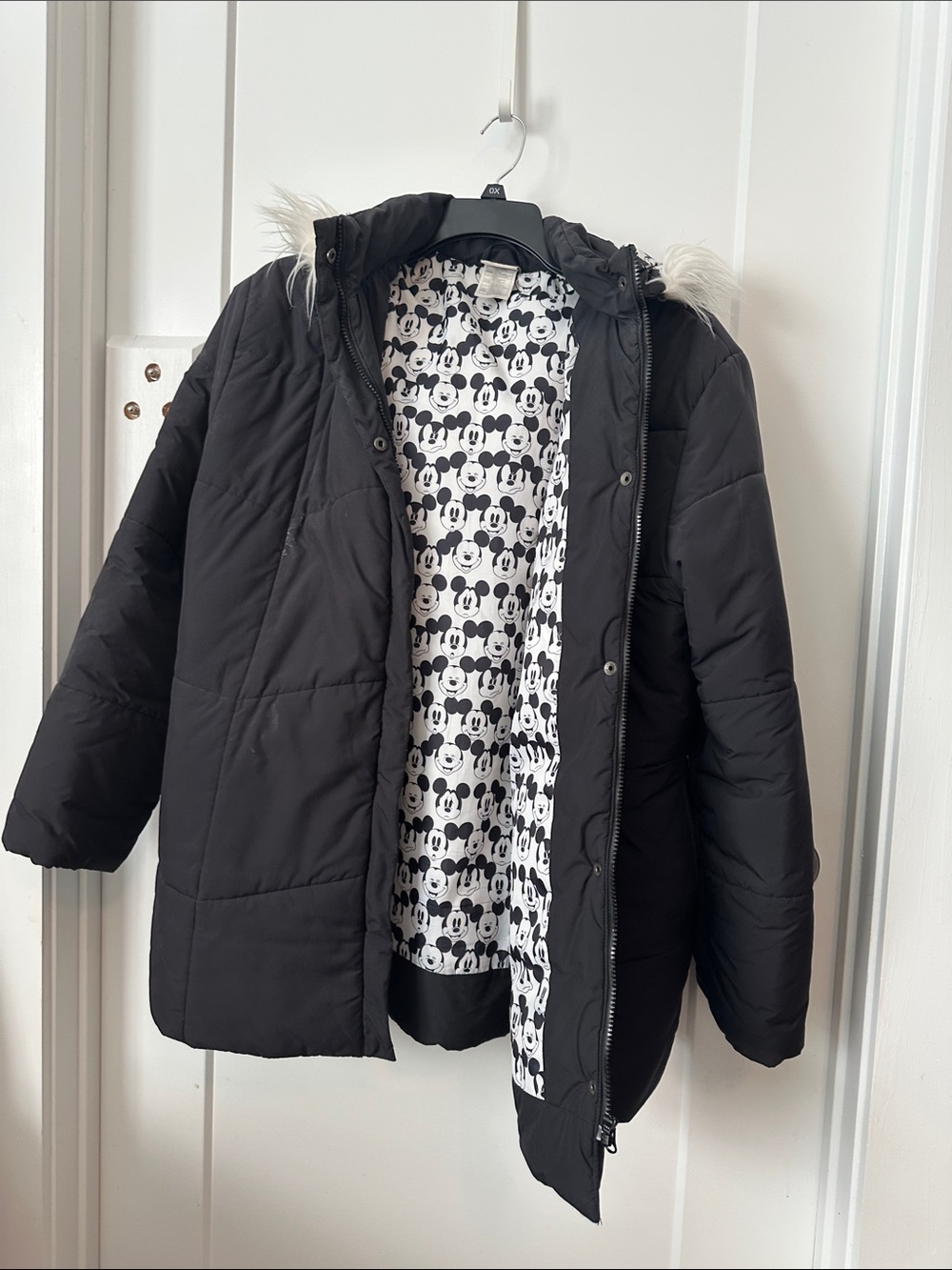 Women’s Disney Black Ski Puffer Jacket with Mickey Lining